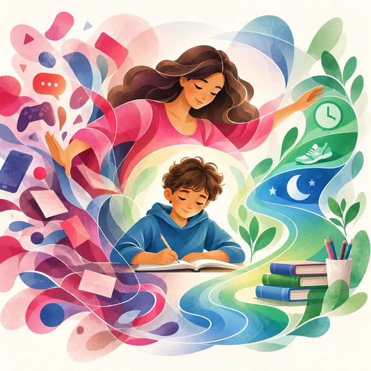Child working at a simple distraction reduced study space